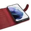 Samsung Galaxy S22+ Plus iCarer Haitang Leather Wallet Valódi Bőr Fliptok piros thumbnail