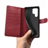 Samsung Galaxy S22 Ultra iCarer Haitang Leather Wallet Valódi Bőr Fliptok piros - 2
