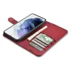 Samsung Galaxy S22 Ultra iCarer Haitang Leather Wallet Valódi Bőr Fliptok piros - 7