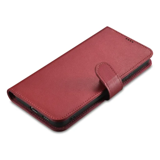 Samsung Galaxy S22 Ultra iCarer Haitang Leather Wallet Valódi Bőr Fliptok piros - 10