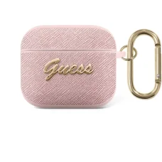Airpods 3 Guess Saffiano PC/PU Metal Logo pro tok rózsaszín (GUA3SASMP)