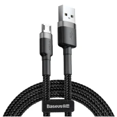 Baseus Cafule Nylon harisnyázott USB / micro USB kábel QC3.0 2.4A 1 m fekete-szürke