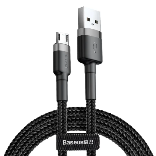 Baseus Cafule Nylon harisnyázott USB / micro USB kábel QC3.0 2.4A 1 m fekete-szürke - 1