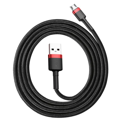Baseus Cafule Nylon harisnyázott USB / micro USB kábel QC3.0 2.4A 1 m fekete-piros - 5
