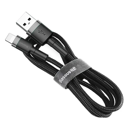 Baseus Cafule Nylon harisnyázott USB/Lightning kábel QC3.0 1.5A 2m fekete/szürke (CALKLF-CG1) - 4