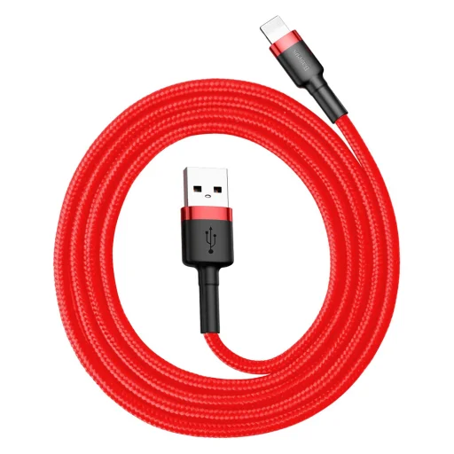 Baseus Cafule Nylon harisnyázott USB / Lightning QC3.0 2.4A kábel 1 m piros - 7