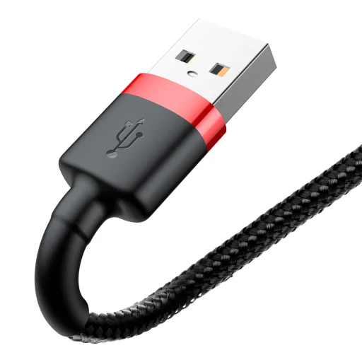 Baseus Cafule Nylon harisnyázott USB / Lightning QC3.0 2.4A kábel 1 m fekete-piros - 8