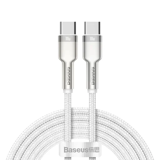 Baseus Cafule Metal Data USB Type C - USB Type C kábel 100 W (20 V / 5 A) 2 m fehér - 1