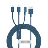 Baseus Superior USB - Lightning / micro USB / USB Type C kábel 3,5 A 1,5m kék - 7