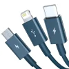 Baseus Superior USB - Lightning / micro USB / USB Type C kábel 3,5 A 1,5m kék - 9