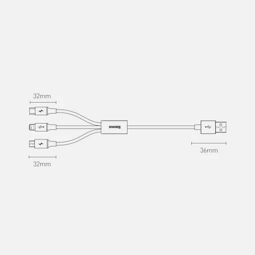 Baseus Superior USB - Lightning / micro USB / USB Type C kábel 3,5 A 1,5m kék - 3