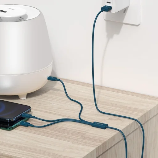 Baseus Superior USB - Lightning / micro USB / USB Type C kábel 3,5 A 1,5m kék - 7