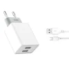 XO Hálózati töltő adapter L65 2x USB 2.4A fehér + micro USB kábel