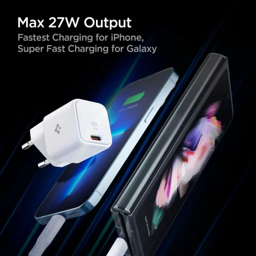 Spigen PE2103EU Arcstation Hálózati Töltő Adapter USB type-C 25W Fehér - 5