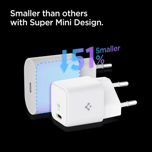 Spigen PE2103EU Arcstation Hálózati Töltő Adapter USB type-C 25W Fehér - 7