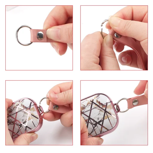 AirPods 1/2 Luxury tok márvány mintával rózsaszín színben Alphajack - 2