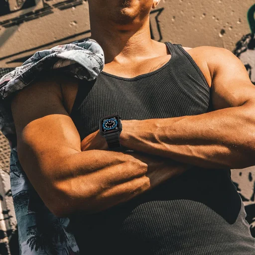 Apple Watch 8/7/6/5/4/3/2 / SE (41/40 / 38mm) Armored Óraszíj és Tok Fehér / Bronz - 4