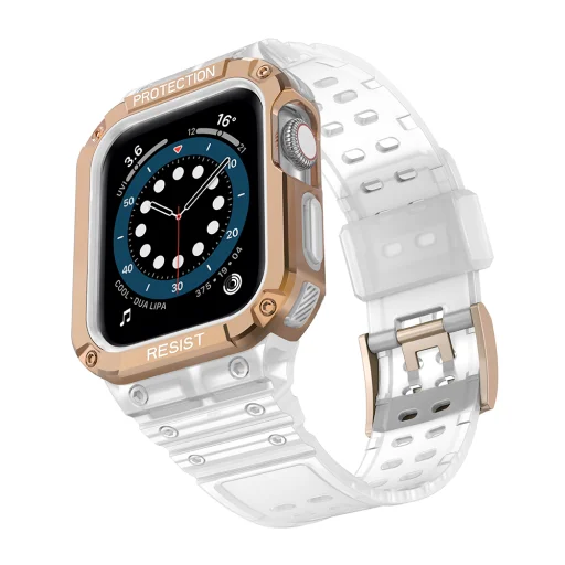 Apple Watch 4/5/6/7/8/SE (42/44/45mm) Armored Óraszíj és Tok Átlátszó / Bronz - 5