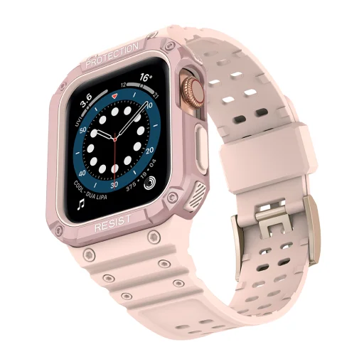 Apple Watch 8/7/6/5/4/3/2 / SE (41/40 / 38mm) Armored Óraszíj és Tok Pink - 4