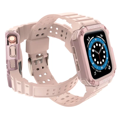 Apple Watch 8/7/6/5/4/3/2 / SE (41/40 / 38mm) Armored Óraszíj és Tok Pink - 5