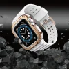 Apple Watch 8/7/6/5/4/3/2 / SE (41/40 / 38mm) Armored Óraszíj és Tok Fehér / Bronz thumbnail