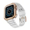 Apple Watch 8/7/6/5/4/3/2 / SE (41/40 / 38mm) Armored Óraszíj és Tok Fehér / Bronz thumbnail
