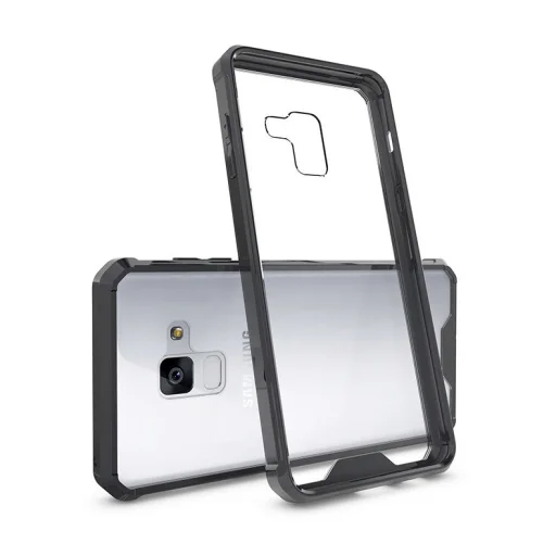 Fokozott védelmet biztosító PC tok Samsung A8 2018 áttetsző/fekete - 2