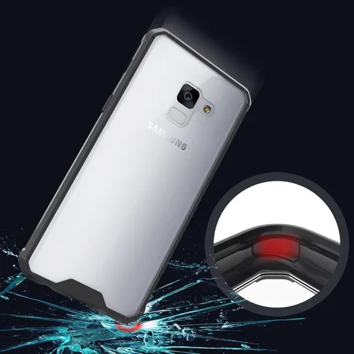 Fokozott védelmet biztosító PC tok Samsung A8 2018 áttetsző/fekete - 5