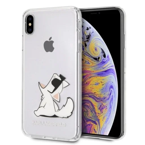 Karl Lagerfeld Choupette mintás tok iPhone XS MAX áttetsző - 1