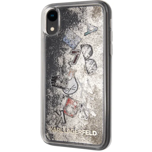 Karl Lagerfeld Iconic folyékony flitteres tok iPhone XS MAX áttetsző/pink flitteres - 4