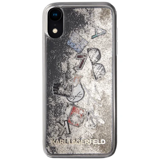 Karl Lagerfeld Iconic folyékony flitteres tok iPhone XS MAX áttetsző/pink flitteres - 5