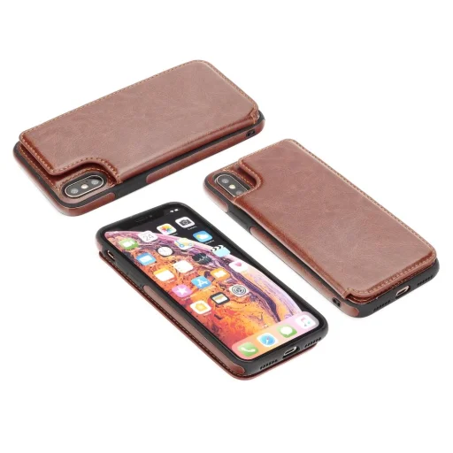 Forcell kártyatartós tok iPhone XS barna színben - 2