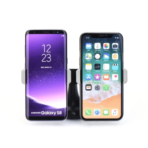 Univerzális dupla autós telefontartó fekete színben - 5