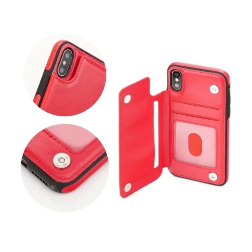 Huawei P20 Lite Forcell kártyatartós tok piros színben - 3