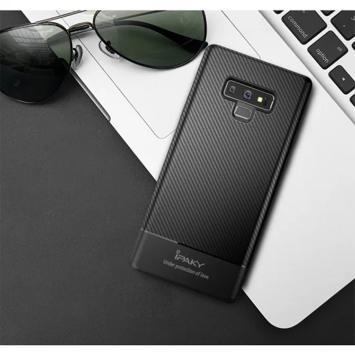 Samsung Note 9 N960 szürke színben iPaky Szénszál mintájú TPU tok  - 4