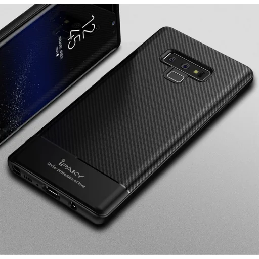 Samsung Note 9 N960 szürke színben iPaky Szénszál mintájú TPU tok  - 5