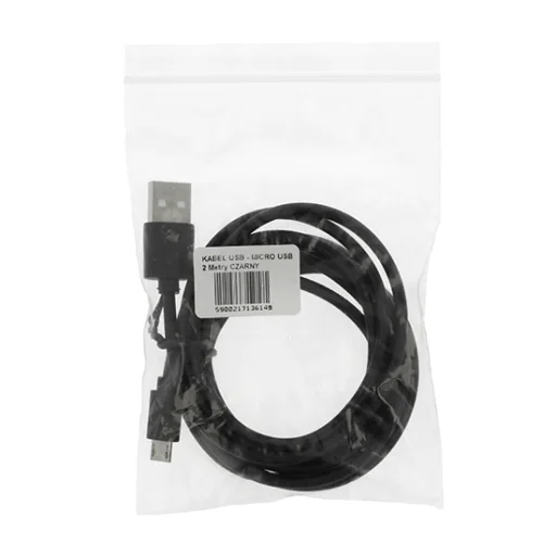 Micro USB - USB kábel gyorstöltéshez fekete színben 2m - 2