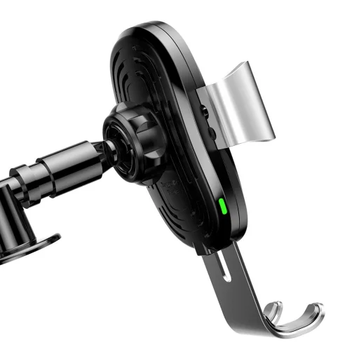 Baseus Gravity vezeték nélküli autós Qi gyorstöltő és telefontartó flexibilis karral ezüst - 5