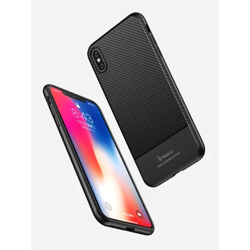 iPaky Carbon Fiber flexibilis TPU tok iPhone XR kék - 3