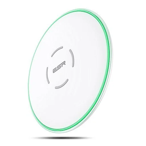 ESR PC vezeték nélküli Qi gyorstöltő cink ötvözet kerettel fehér színben  - 1