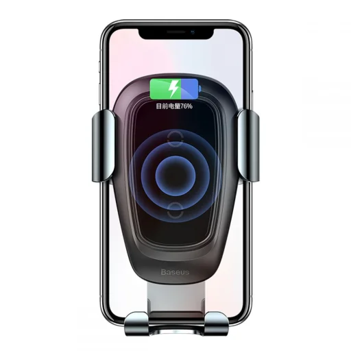 Baseus Gravity szellőzőre rögzíthető vezeték nélküli töltő, autós qi töltő fekete színben - 6