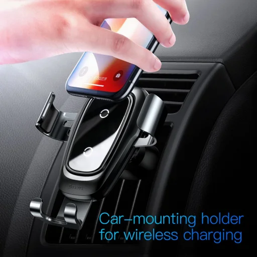 Baseus Gravity szellőzőre rögzíthető vezeték nélküli töltő, autós qi töltő fekete színben - 4