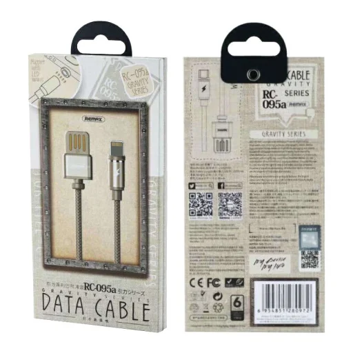 Remax RC-095i mágneses USB/Lightning kábel LED világítással 1m 1A fekete - 10