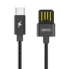 Remax Silver Serpent RC-080a USB/USB Type-C kábel fém szigeteléssel 2.1A 1m fekete thumbnail