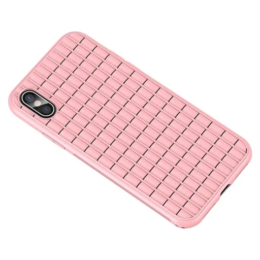 iPaky Waffle flexibilis TPU tok iPhone XS/X pink - 1