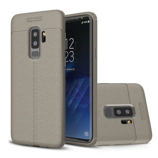 Litchi mintázatú flexibilis TPU tok Samsung S9 Plus szürke - 2