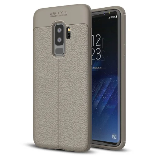 Litchi mintázatú flexibilis TPU tok Samsung S9 Plus szürke - 1