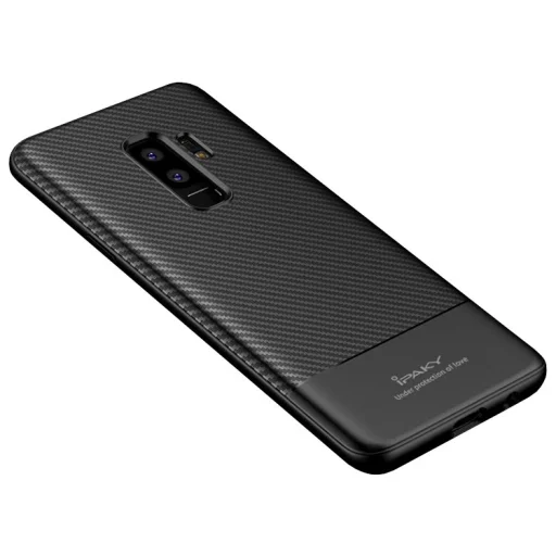iPaky Carbon Fiber flexibilis TPU tok Samsung S9 Plus fekete - 1