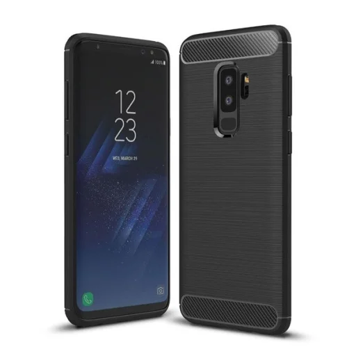 Szénszál mintájú TPU tok Samsung S9 Plus fekete színben - 1