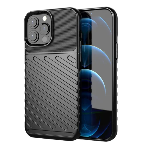 iPhone 13 Pro Max Thunder fokozott védelmet biztosító flexibilis TPU tok fekete - 1
